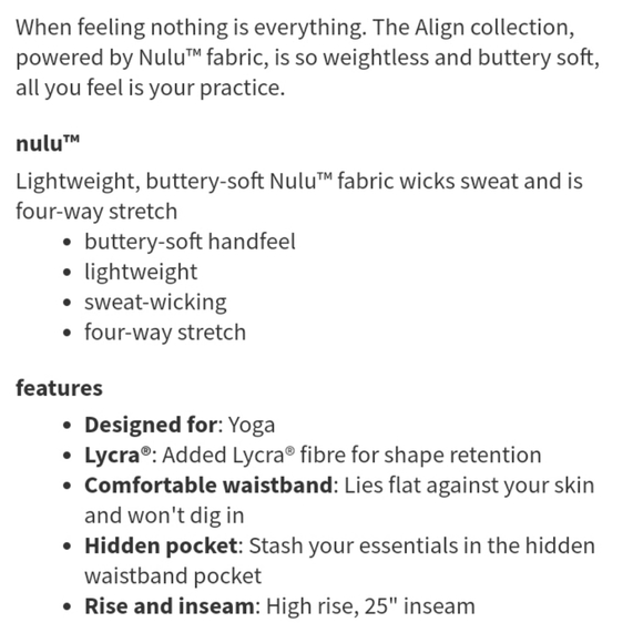 NWT 🍋 Lululemon 🍋 Align 25"   Size 4 - Picture 10 of 10